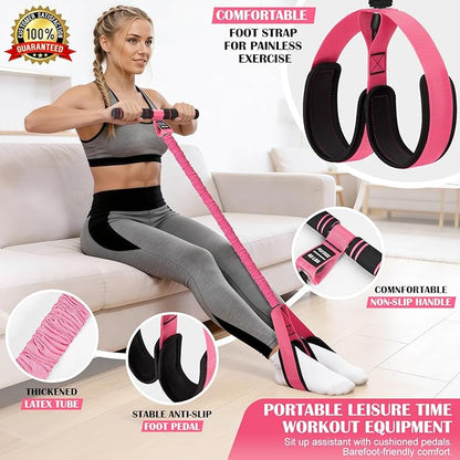Pedal Resistance Band with Handle and Booty Bands Set for Women, 2 in 1 Fabric Exercise Bands for Core, Leg and Glutes, Full Body Home Gym Exercise Equipment for Yoga, Pilates, Physical Therapy