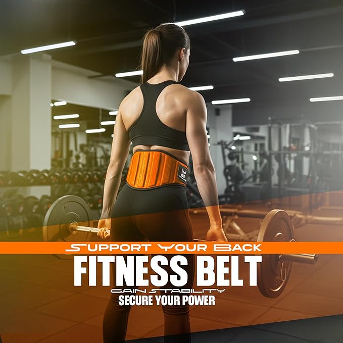 QTF Fitness Neoprene Weight Lifting Belt - Adjustable 6" Gym Support for Stability & Lumbar Support - Sweat Resistant Weightlifting Belt for Men & Women for Squats, Deadlifts & Bench Presses