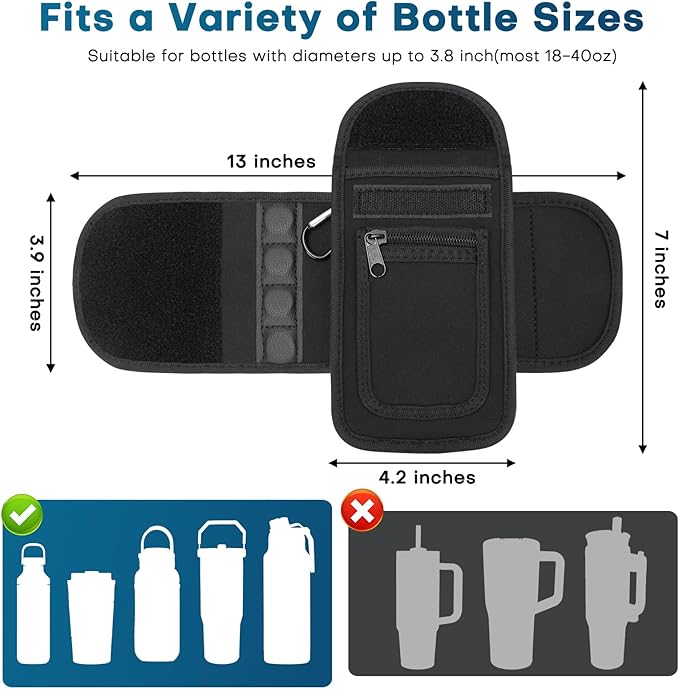 Magnetic Gym Water Bottle Bag – Instantly Attach to Metal Devices, Racks & Machines, Fits 18–40oz Bottles, Gym Accessories with Phone Pocket & Key Clip for Men & Women