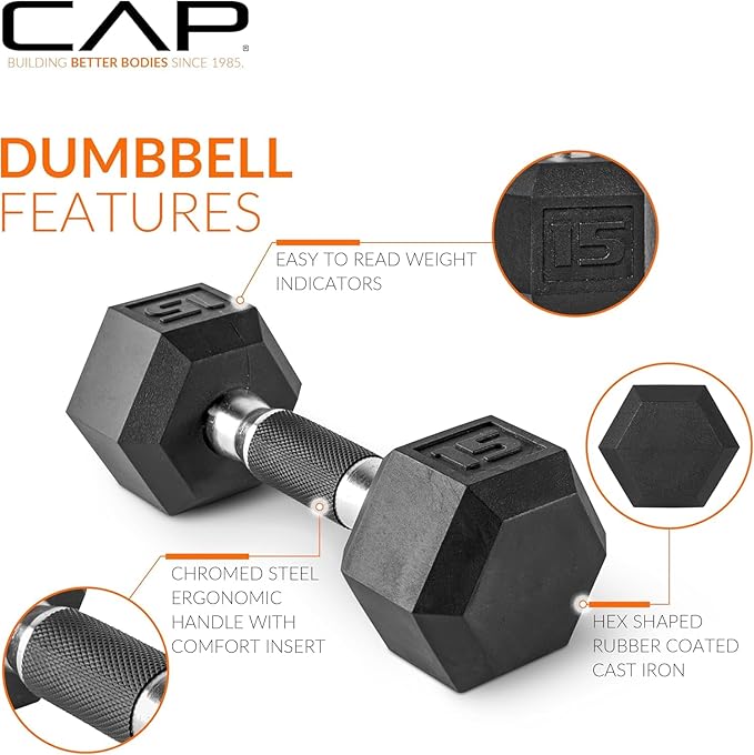 CAP Barbell 150 lb Dumbbell Set with 2-Tier Rack | Multiple Options
