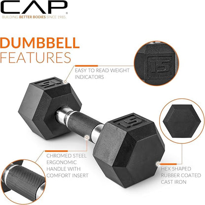 CAP Barbell 150 lb Dumbbell Set with 2-Tier Rack | Multiple Options