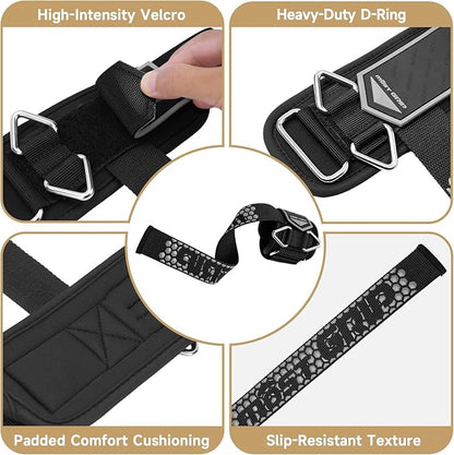 Drip Glue Non-Slip Wrist Straps for Weightlifting, 2-in-1 Lifting Straps with D Rings for Cable Machine Workout, 10mm Neoprene Padded Wrist Wraps for Weight Lifting Deadlift