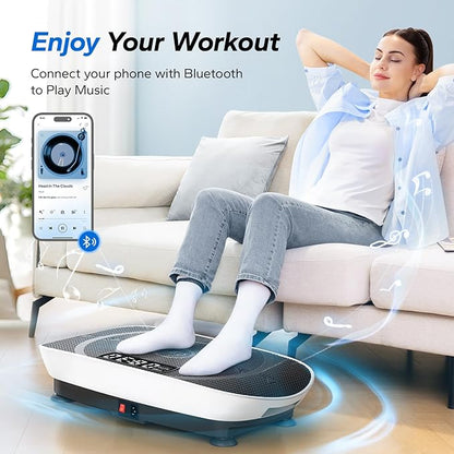MERACH Vibration Plate Exercise Machine, Whole Body Workout Equipment for Women, Bluetooth and Silicone Pedal, Vibration Plate with Auto Mode, Vibrate Fitness Platform for Home