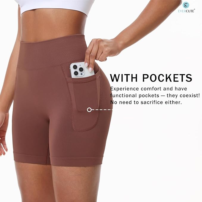 Evercute Women's Gym Shorts 3/4 Pack Seamless Scrunch Butt Lifting Workout Shorts 5" Tummy Control Ruched Booty Yoga Short