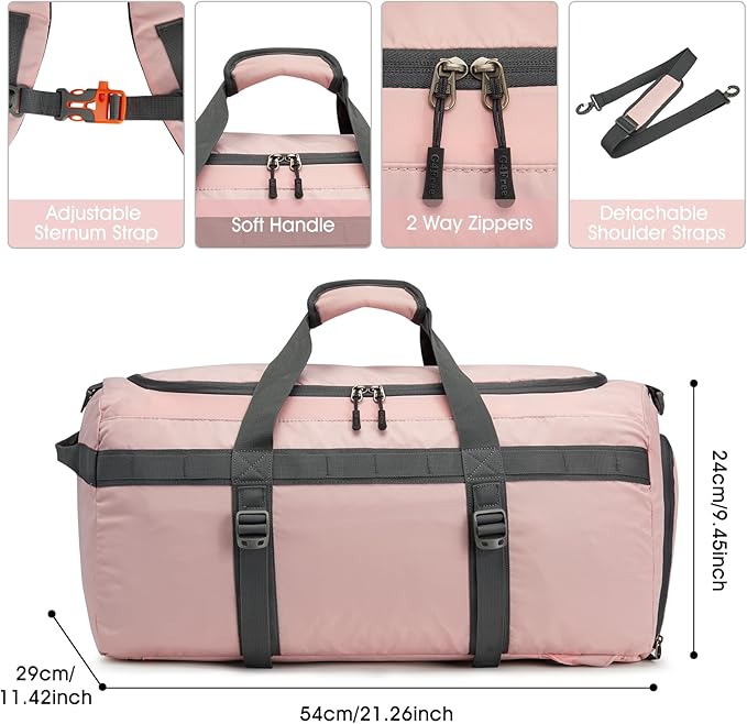 G4Free Gym Bag for Women Men 45L Duffle Backpack with Shoe Compartment Water Resistant Travel Weekender Bag