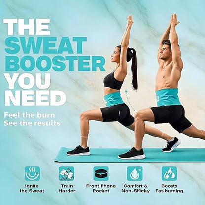 Waist Trimmer Belt for Men & Women – Silver Ion Sweat Belt, Anti-Slip Sauna Trainer, With Pocket & Precision Fit