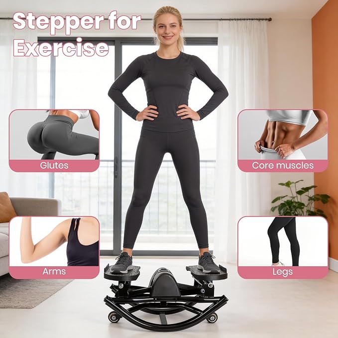 Steppers for Exercise at Home, Stepper Exercise Machine with 300 lbs Weight Capacity Abs Workout for Slim Waist and Core Ab Exercise, Noiseless Home Gym Equipment for Women Men