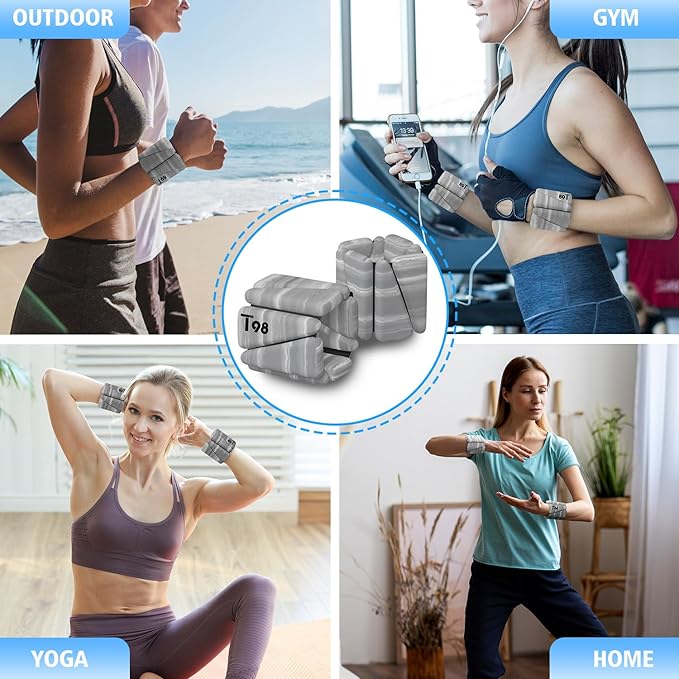 T98 Wrist & Ankle Weights for Women Men, Wearable Wrist Weights Set of 2(1Lbs Each), Adjustable Arm Leg Bracelet Weights for Strength Training, Aerobics, Barre, Suit for Home Outdoor Workout