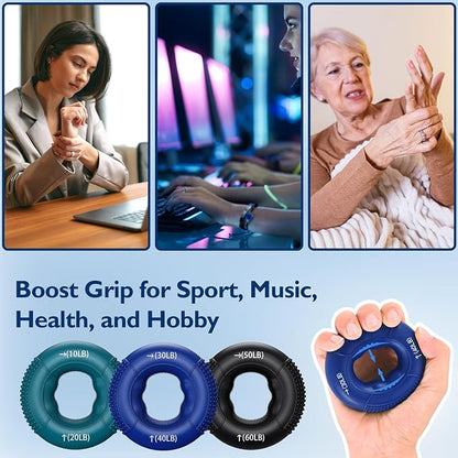 FitBeast Grip Strength Trainer, Finger Exerciser, Forearm Strengthener 9-Piece Kit, Hand Grip Strengthener Targeted Strength, Relief & Recovery
