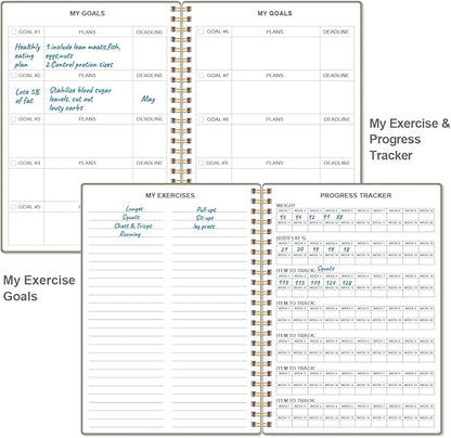 Fitness Journal for Women & Men,A5 Workout Journal/Planner Daily Exercise Log Book to Weight Loss, Gym, Muscle Gain, Bodybuilding Progress, 5.8"x8.3", Green
