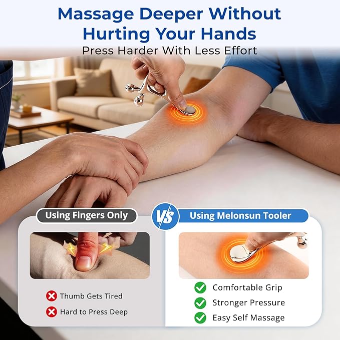 Trigger Point Massage Tool & Gua Sha for Face & Body – All-in-1 Deep Tissue Massage & Muscle Scraper Tool, Thumb Saver Acupressure Tool – Facial Sculpting, TMJ, Chronic Pain & Muscle Tension Relief