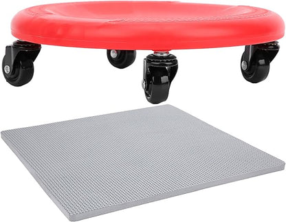 4 Wheel Abdominal Exerciser with Slide Disc, Multi - Directional Core Workout Equipment, Quiet PVC Wheels for Home Gym, Full - Body Toning Fitness Roller for Men and