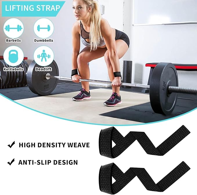 Barbell Pad Set for Squat,10 PCS Hip Thrusts Workout Foam Weight Lifting Bar Cushion with 2 Gym Ankle Straps,3 Hip Resistance Bands,2 Lifting Strap,Barbell Pad and Carry Bag