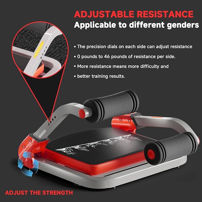 Ab Trainer/Crunch Machine, Ab Workout Equipment, 4 Adjustable Resistance, Ab Machine for Stomach Workout, 350 LBS Weight Capacity, Automatic Rebound, Ab Core Machine,Fitness Equipment for Home