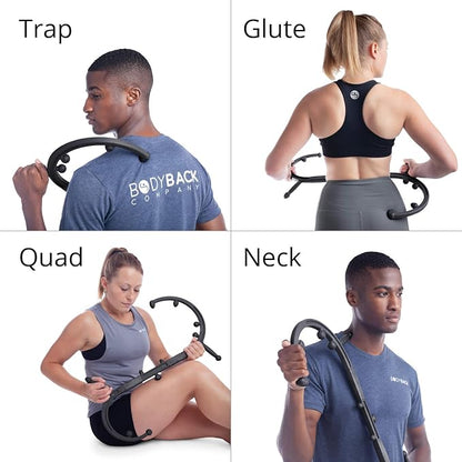 Body Back Buddy Elite Trigger Point Massage Tool, Neck and Back Massager Handheld, Manual Self Massager, Massage Cane, Muscle Knot Remover with Instructions, 2-Pack Bundle (Black)