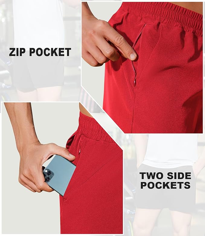 PINSPARK Men's Workout Shorts 5" Lightweight Running Shorts Quick Dry Athletic Gym Shorts with Zip Pocket Towel Loop