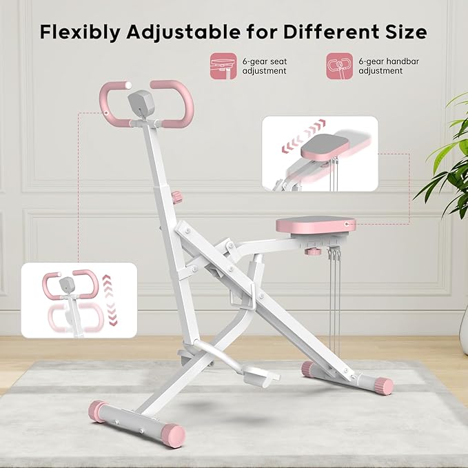 Squat Machine for Home, 2-in-1 Squat & Rowing Exercise Equipment with 3 Resistance Bands, Foldable Glutes & Leg Trainer, 400lbs Capacity for Thighs, Butt, Core Workout