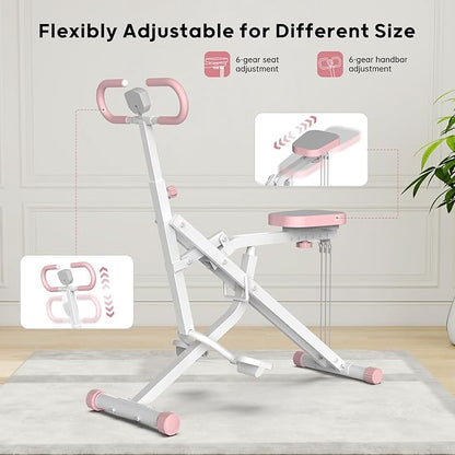Squat Machine for Home, 2-in-1 Squat & Rowing Exercise Equipment with 3 Resistance Bands, Foldable Glutes & Leg Trainer, 400lbs Capacity for Thighs, Butt, Core Workout