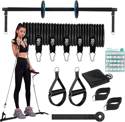 Pilates Bar Set - Pilates Exercise Kit, Pilates Resistance Bar | Portable Home Gym Pilates Bar Kit with Resistance Bands, Multifunctional Fitness Equipment for Full Body Training Home Gym