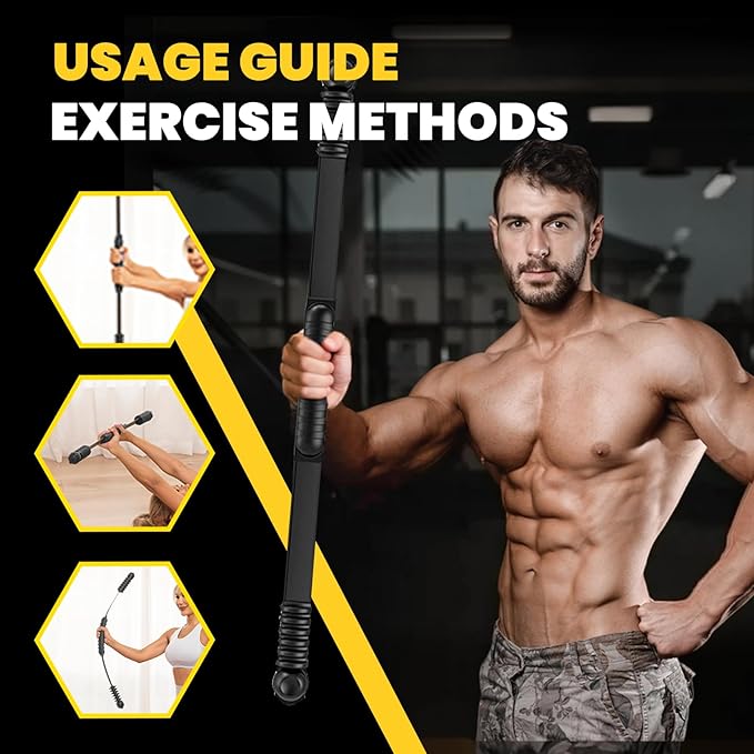 Upgraded Elastic Fitness Bar,Physical Therapy Equipment for Exercise Vibration Training,Fat Buring Workout for Yoga Pilates Sports,Abdominal Muscles Strength Exercises in Home Gym