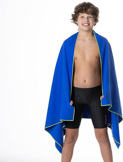 Flow Hydro Sport Towel - Microfiber Quick Dry Swimming Towels for Swim, Pool, Triathlon, and Other Water Sports in Medium, Extra Large, and Hooded Sizes (Blue, X-Large (72" x 40"))