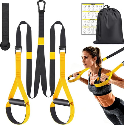 TOBWOLF Home Suspension Straps Training Kit, All in One Compact Resistance Trainer Straps & Door Anchors, Suitable for Home Gyms, Travel, Core Training & Full-Body Fitness