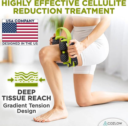 COZLOW 3 in 1 Lymphatic Drainage Massage Tool - Back Massager - Cellulite Roller - Arm + Leg Muscle Trigger Point Myofascial Release