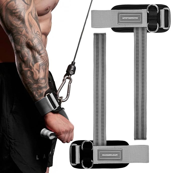 MANUEKLEAR Non-Slip Wrist Straps for Weightlifting Deadlifting, Gym Lifting Straps with D Rings for Cable Machine Workout, 10mm Neoprene Padded Weight lifting Wrist Wraps for Men Women