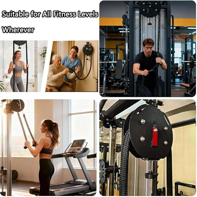 Hanging Home Gym Endless Rope Trainer,Adjustable Pulley Cable Machine with Knob Control,Pull Rope Fitness Training,330lb Load Capacity, 30kg/66Ib Max Resistance