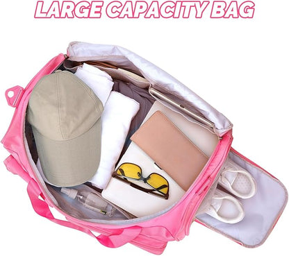 MAXTOP Gym Bag for Women Men Travel Duffle Bag Large Capacity Carry On Weekender Overnight Bag With Shoe Compartment Gym Tote Dry Wet Separation Duffel Bag for Travel