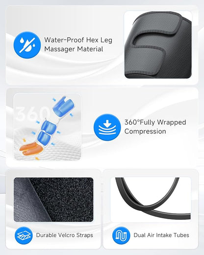 FSA Eligible HSA Massager - Leg Massager for Circulation & Pain Relief FSA, Foot Massager with 3 Heating 3 Modes 3 Intensities, Recovery System Pressure for Muscle, Gift for Him Her (Black, Medium)