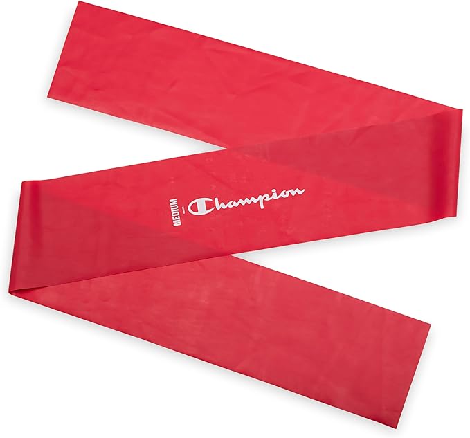 Champion Flat Resistance Bands (Pack of 3, Grey/Red/Blue), Light/Medium/Heavy, Rubber + Latex Exercise Bands, Odor-Free, for Strength Training, Physical Therapy & Gym Workout, Includes Exercise Guide