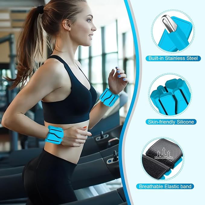 ADLIFE Adjustable Wrist Ankle Weights for Women Men Kids, 2 Lbs Wearable Arm Leg Weights Set of 2(1 Lb Each), Weighted Wristbands Exercise Weights for Walking Running Pilates Yoga Home Gym Workout