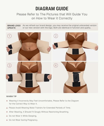 FeelinGirl Waist Trainer Belt Waist Cincher Trimmer Ab Belt Tummy Control Body Shaper with Triple Wrap Women and Men