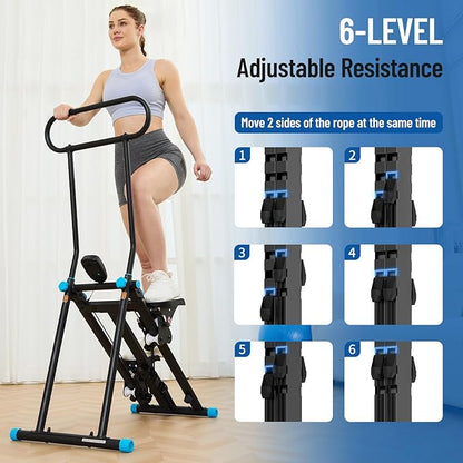 HXD-ERGO Stair Stepper for Home, New Version 6 Adjustable Resistance Vertical Climber Cardio Exercise Machine, Folding Stair Climber for Full Body Workout with Adjustable Handlebar