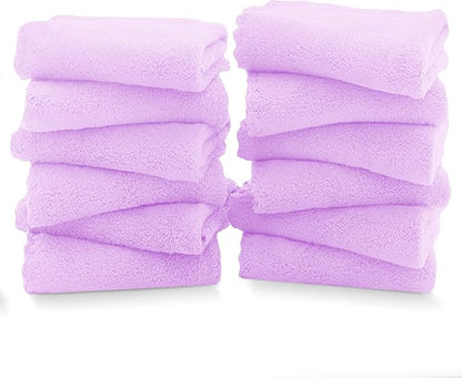 TENSTARS 12 Pack Premium Washcloths Set - Quick Drying- Soft Microfiber Coral Velvet Highly Absorbent Wash Clothes - Multipurpose Use as Bath, Spa, Facial, Fingertip Towel (Purple)