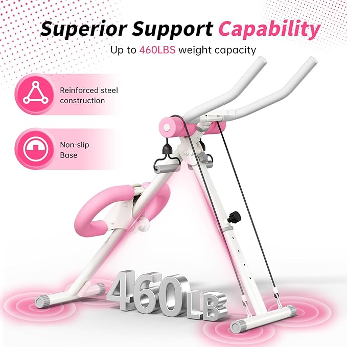 Ab Machine, Adjustable Ab Workout Equipment, Ab Trainer Machine for Abs Workout, Ab Workout Machine for Body Shaping Foldable Waist Trainer at Home Gym