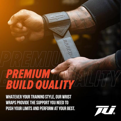 Industry Wrist Wraps - No Thumb Loop Lifting Straps - Wrist Straps For Men & Women. Gym, Crossfit, Power Lifting, Body Building, Weightlifting, Deadlift