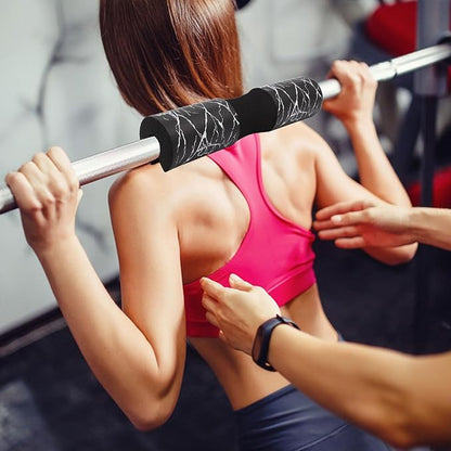 Barbell Cushion Pad Fitness Barbell Neck Protector with Thick Foam for Hip Thrusts and Squats, Black Marble Pattern Shoulder Support Pad for Weightlifting Training