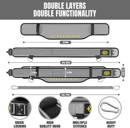 MANUEKLEAR 2-in-1 Weightlifting Belt & Dip Belt with 36.7 IN Rope, Double-Layer Weight Lifting Belts, Powerlifting Gym Weighted Belt for Pull Up Squat