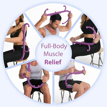 Deep Tissue Back & Neck Massager - Back Massager Stick for Pain Relief, Muscle Knot Remover, Trigger Point Massage Tool for Full Body, Shoulders, Legs - Pressure Point Massage Tool