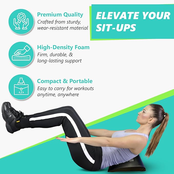 Elite Sportz Equipment Ab Mat with Resistance Band | High Density Foam Mat for Abs, Non Slip Curved Core Trainer for Sit Ups, Crunches & Back Support | Ab Workout Equipment for Home & Gym Training