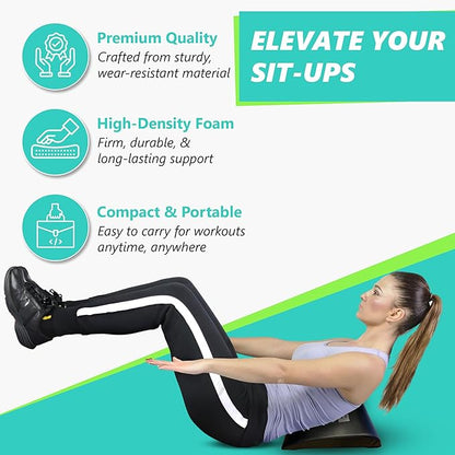 Elite Sportz Equipment Ab Mat with Resistance Band | High Density Foam Mat for Abs, Non Slip Curved Core Trainer for Sit Ups, Crunches & Back Support | Ab Workout Equipment for Home & Gym Training