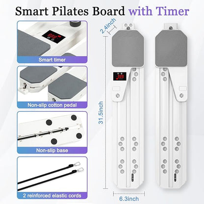 Pilates Reformer Board, 12-in-1 Portable Pilates Board for Home Workout, Core & Abs Toning, Full Body Sculpting Equipment, Pink / White