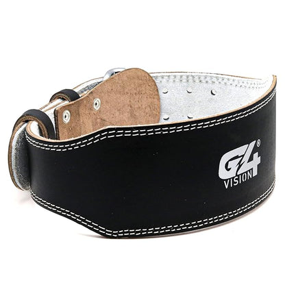 G4 Vision Genuine Leather Adjustable Weightlifting Belt 4 Gym Fitness Bodybuilding Powerlifting Deadlifting Thrusters Back Support Heavy Workout (Small, Black)