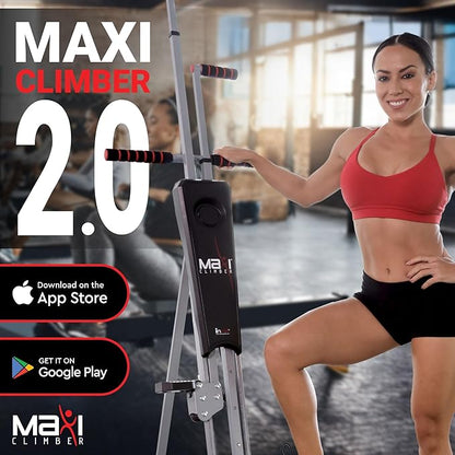 MaxiClimber 2.0 Vertical Climber ERS (Elastic Resistance System) - Easy to Assemble, Folding Exercise Machine Combines Cardio & Strength Training for a Low Impact, Full Body Workout - Free Fitness App