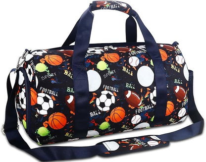 Gym Travel Duffle Bag for Boys - Gymnastics Sports Dance Bag with Shoe Compartment & Wet Pocket Football Kids Travel Bag Teens Weekender Sleepover Carry