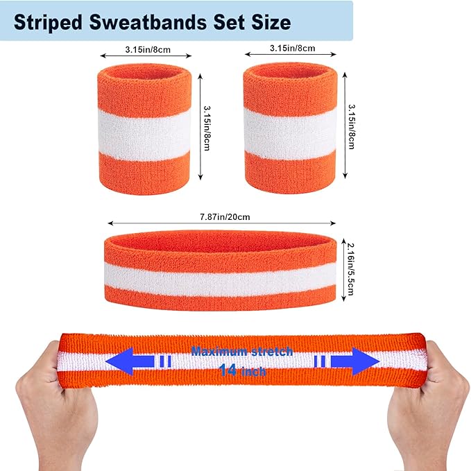 Sweatbands Headband and Wrist Set, Cotton Sweat Band for Athletic Men and Women, Sweatbands Sports Headbands for Working Out, Running, Basketball, Tennis, Yoga