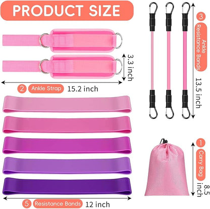 11 Pcs Ankle Resistance Bands with Cuffs, Glutes Workout Ankle Weights for Women Working Out, Exercise Bands Set with Ankle Straps for Leg Butt Exercise Equipment - Perfect for Home Workouts