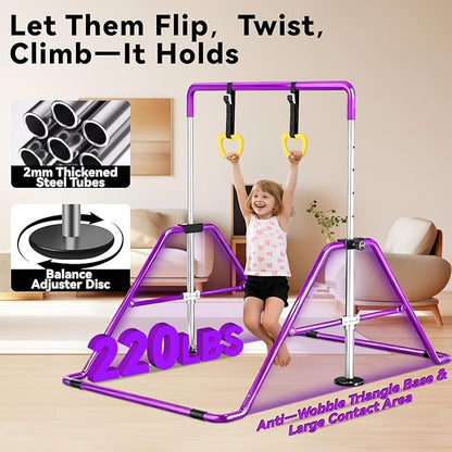 Kids Gymnastics Bar Gymnastic Equipment for Home Adjustable Height Gymnastic Training Bar Gymnastic Stuff for 3-7 Years Old Girls